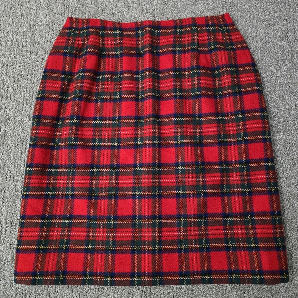 Vintage Pendleton Red Plaid Virgin Wool Skirt Size 18 Tartan Midi USA